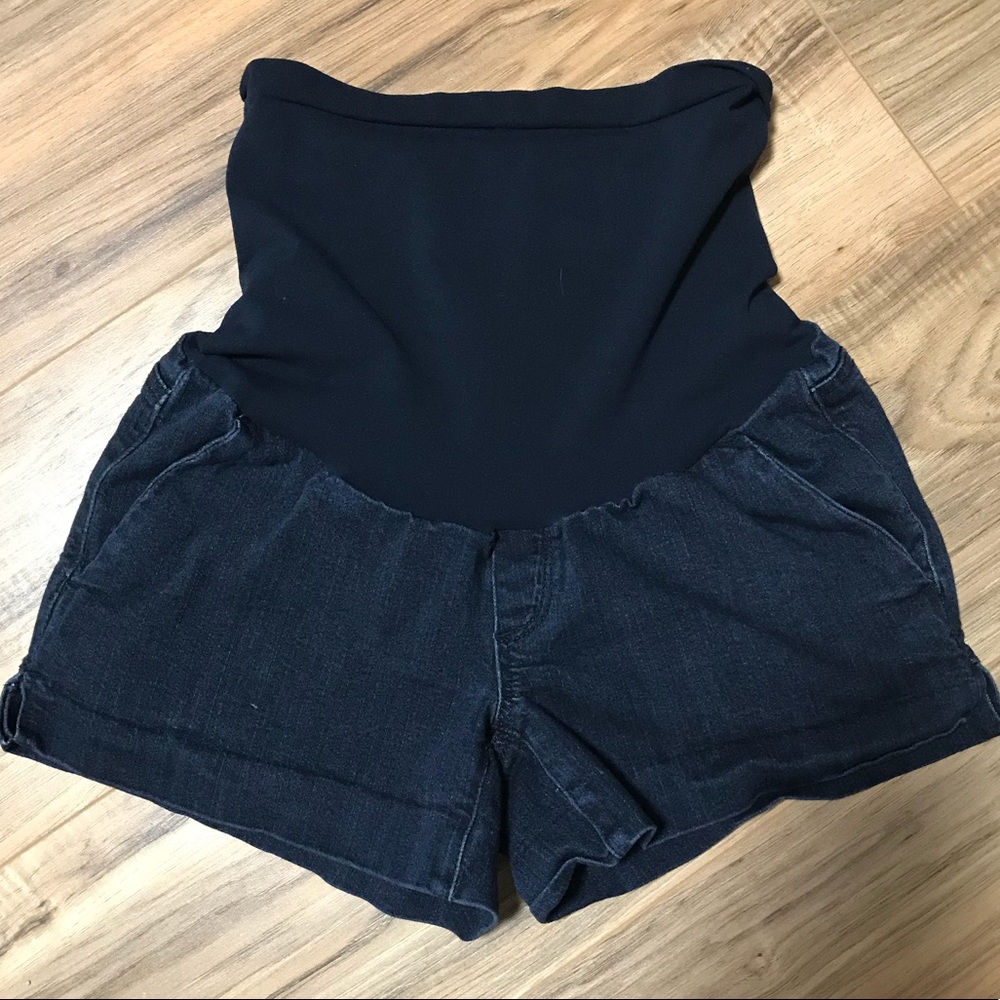Led XS dark denim maternity shorts